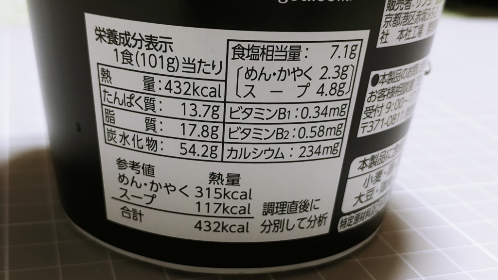 ファミリーマート サンヨー食品 金沢濃厚中華そば 神仙 濃厚ド豚骨醤油中華そばのカロリー